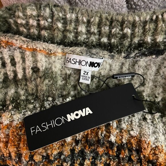 BEAUTIFUL FASHION NOVA MIDI CARDIGAN SWEATER 2X OPEN FRONT NWT - Picture 3 of 4